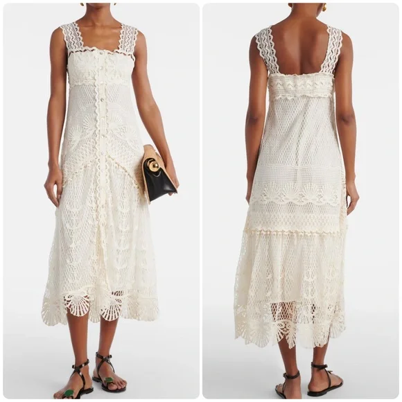 Farm Rio size L Off-White Nautical Guipure Maxi Dress - Picture 3 of 9